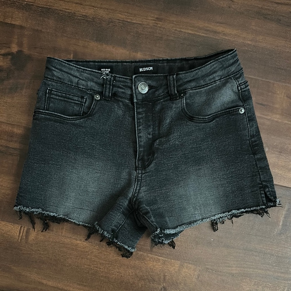 Hudson Jeans Black Jean Shorts with Frayed Hem, Girls size 14!